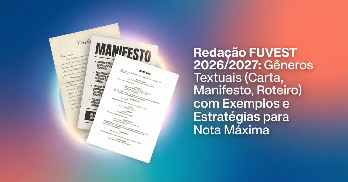 Redação FUVEST 2026/2027: Gêneros Textuais (Carta, Manifesto, Roteiro) com Exemplos e Estratégias para Nota Máxima